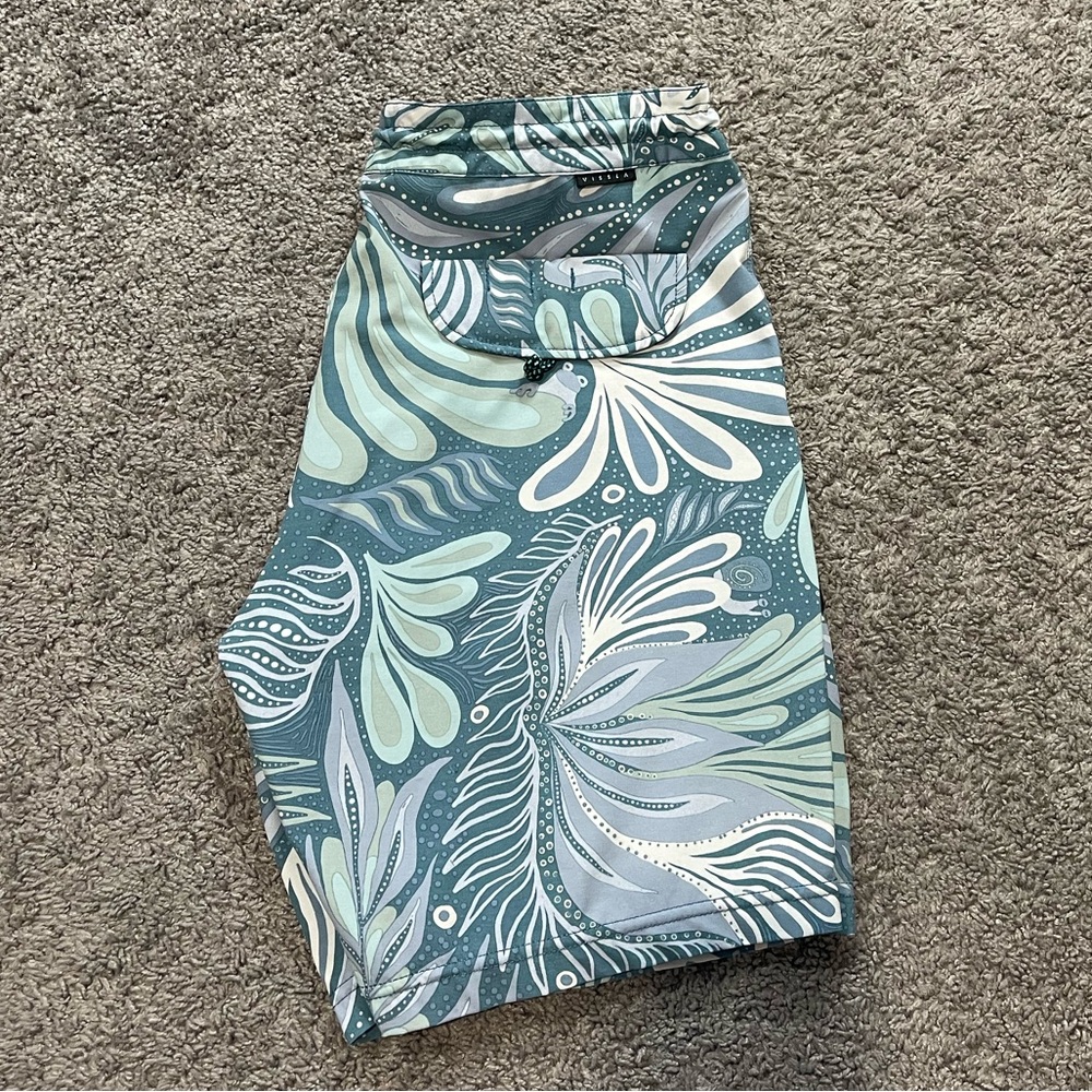 VISSLA Blue and White Patterned Men Shorts